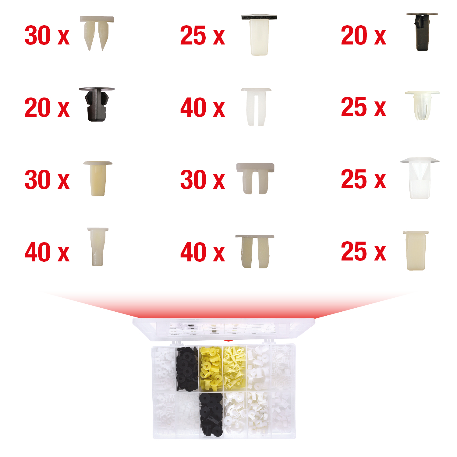 KS Tools Befestigungs-Clip-Satz - Kunststoffmuttern, 350-tlg