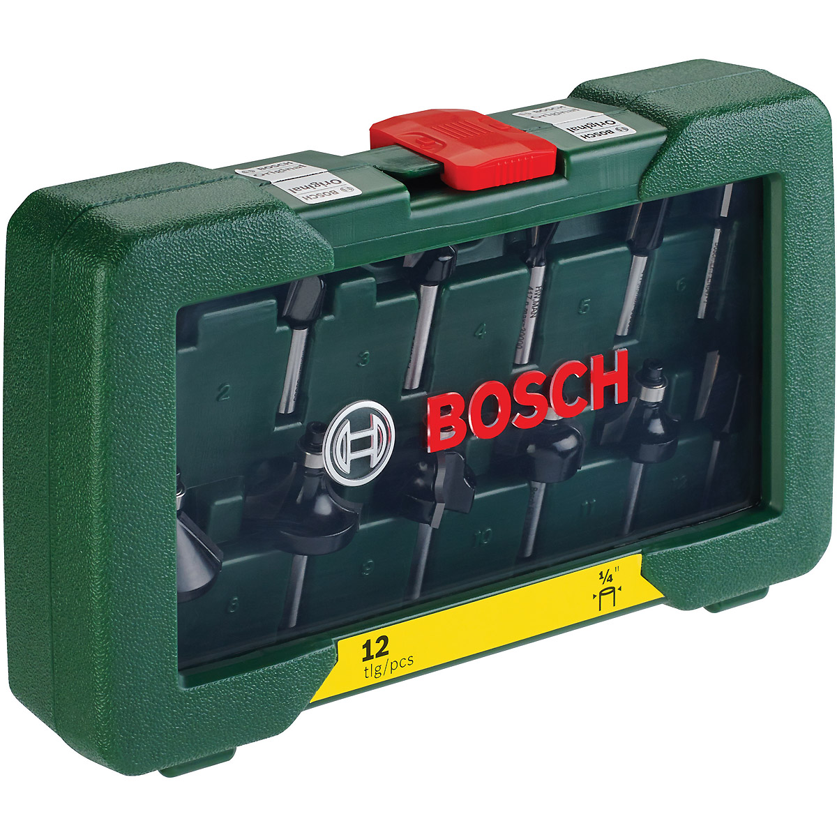 Bosch HM-Fräser-Set mit 1/4"-Schaft, 12-teilig