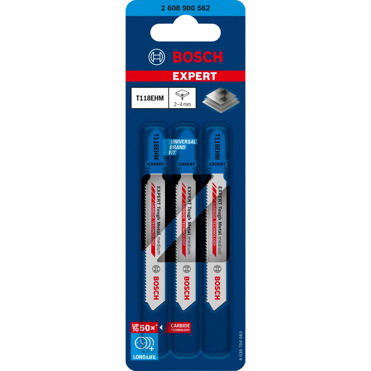 Bosch EXPERT ‘Stainless Steel’ T 118 EHM Stichsägeblatt, 3 Stück