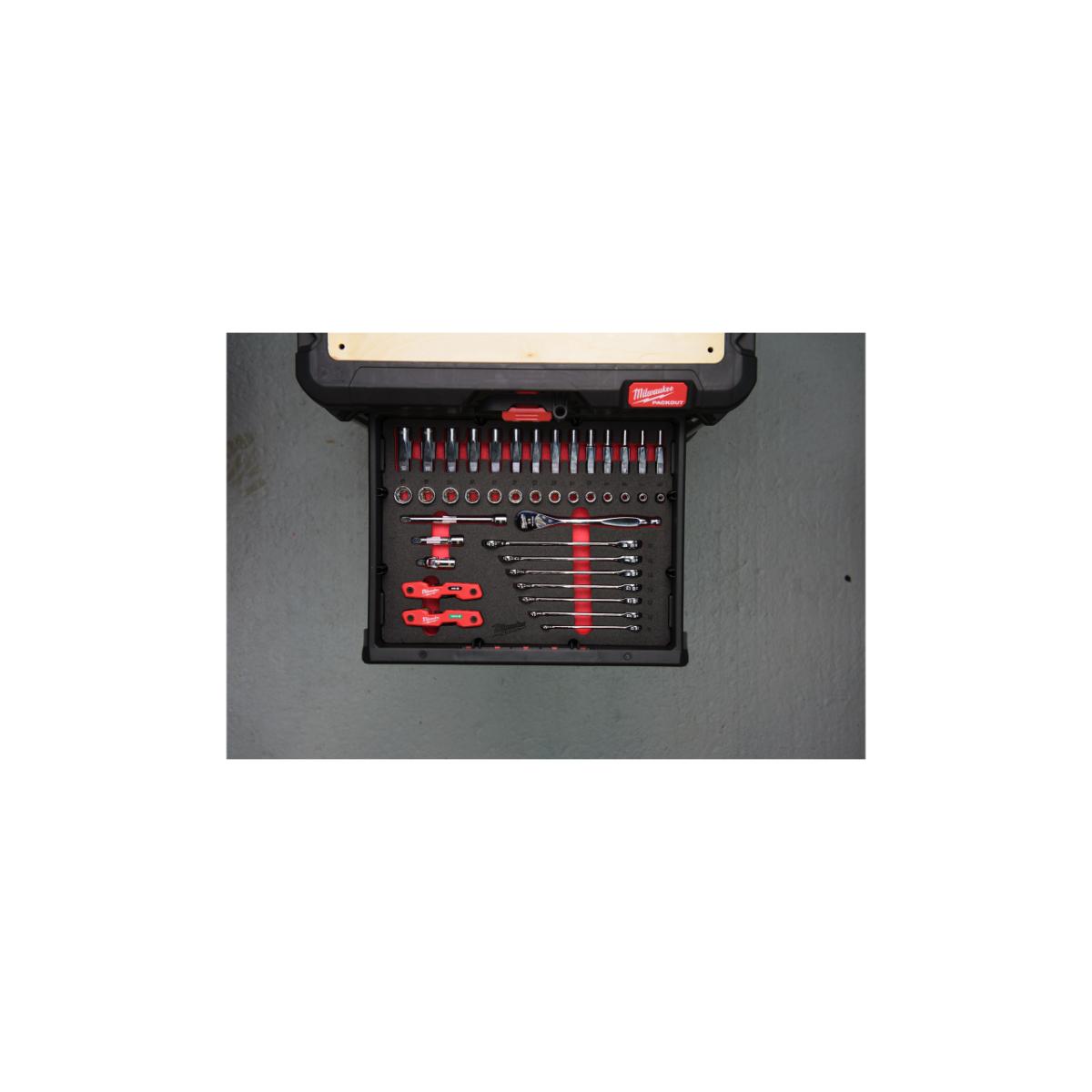 Milwaukee PACKOUT Einlage 3/8" Ratschen- & Steckschlüsseleinsätze & Ringmaulschlüssel, 55-teiliges S