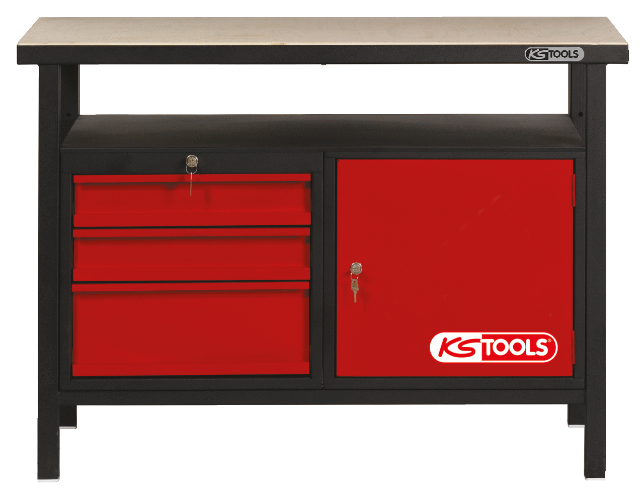 KS Tools Werkbank mit 3 Schubladen und 1 Tür, H840xB1200xT600mm
