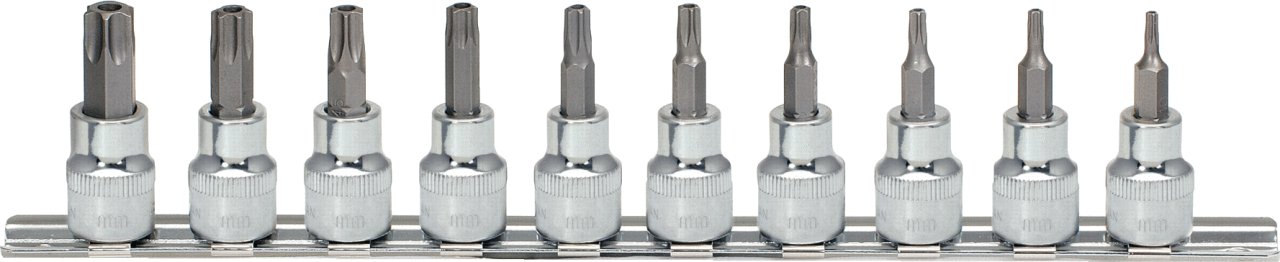 KS Tools 3/8" CHROMEplus Bit-Stecknuss-Satz Torx, Bohrung, 10-tlgTB10-TB55