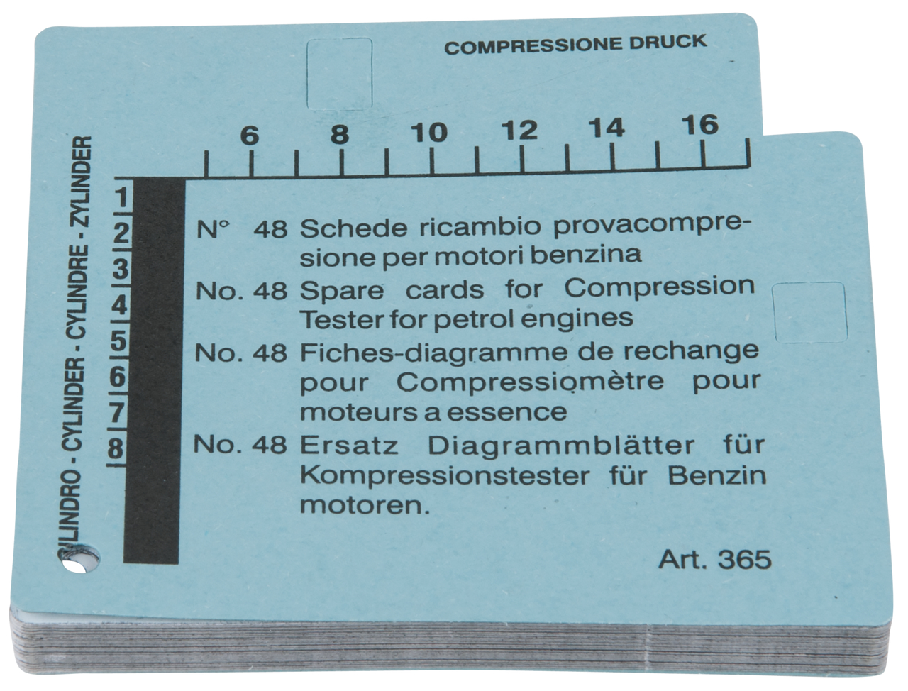 KS Tools Kompressions-Druckprüfgerät-Diagrammkarten-Satz für Benzinmotoren (VPE=48)