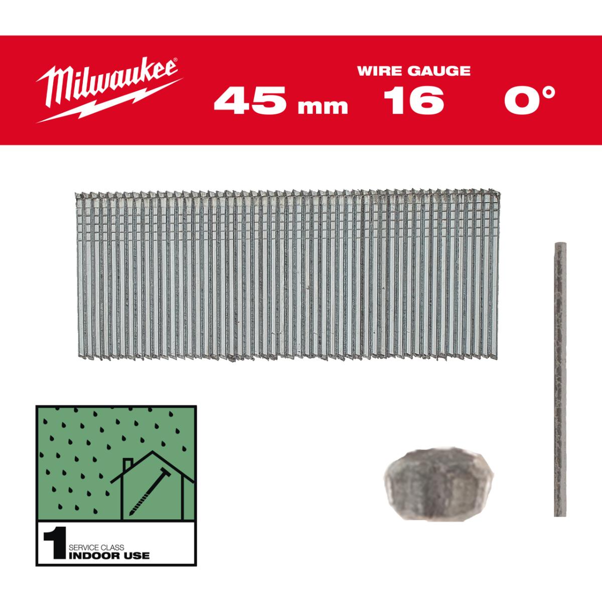 Milwaukee Stauchkopf-Nägel 16 Gauge verzinkt für M18 FN16GS