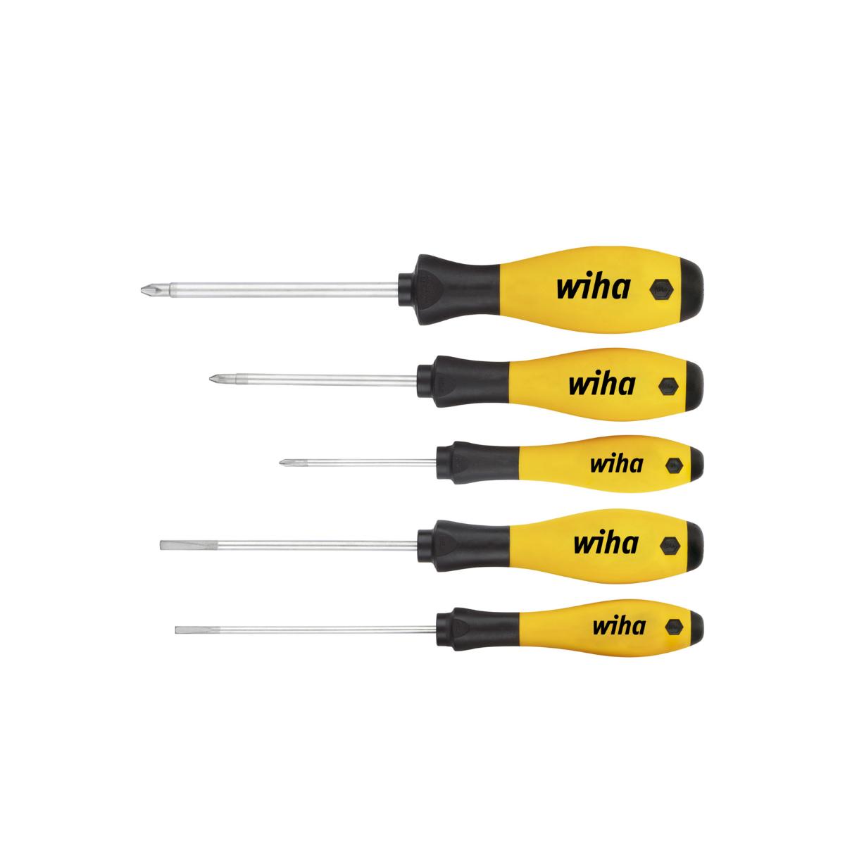 Wiha Schraubendreher Set SoftFinish ESD Schlitz, Phillips 5-teiliges Set