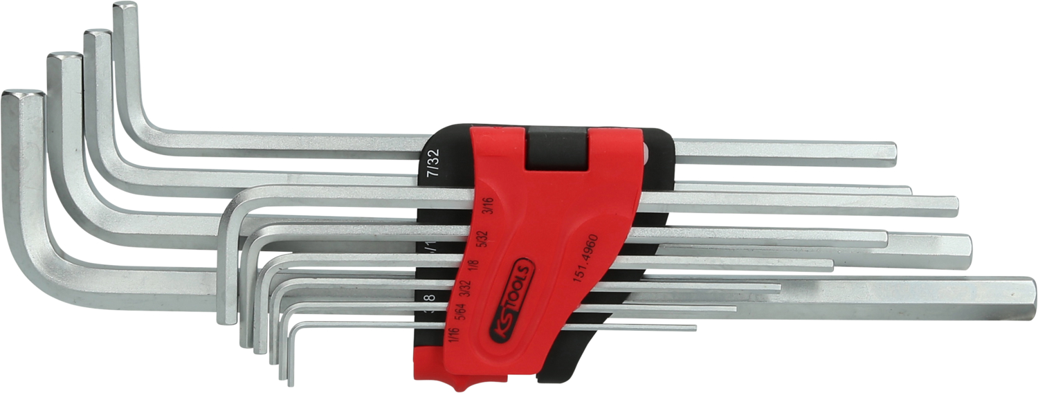 KS Tools Innensechskant-Winkelstiftschlüssel-Satz, extra lang, 10-tlg Zoll