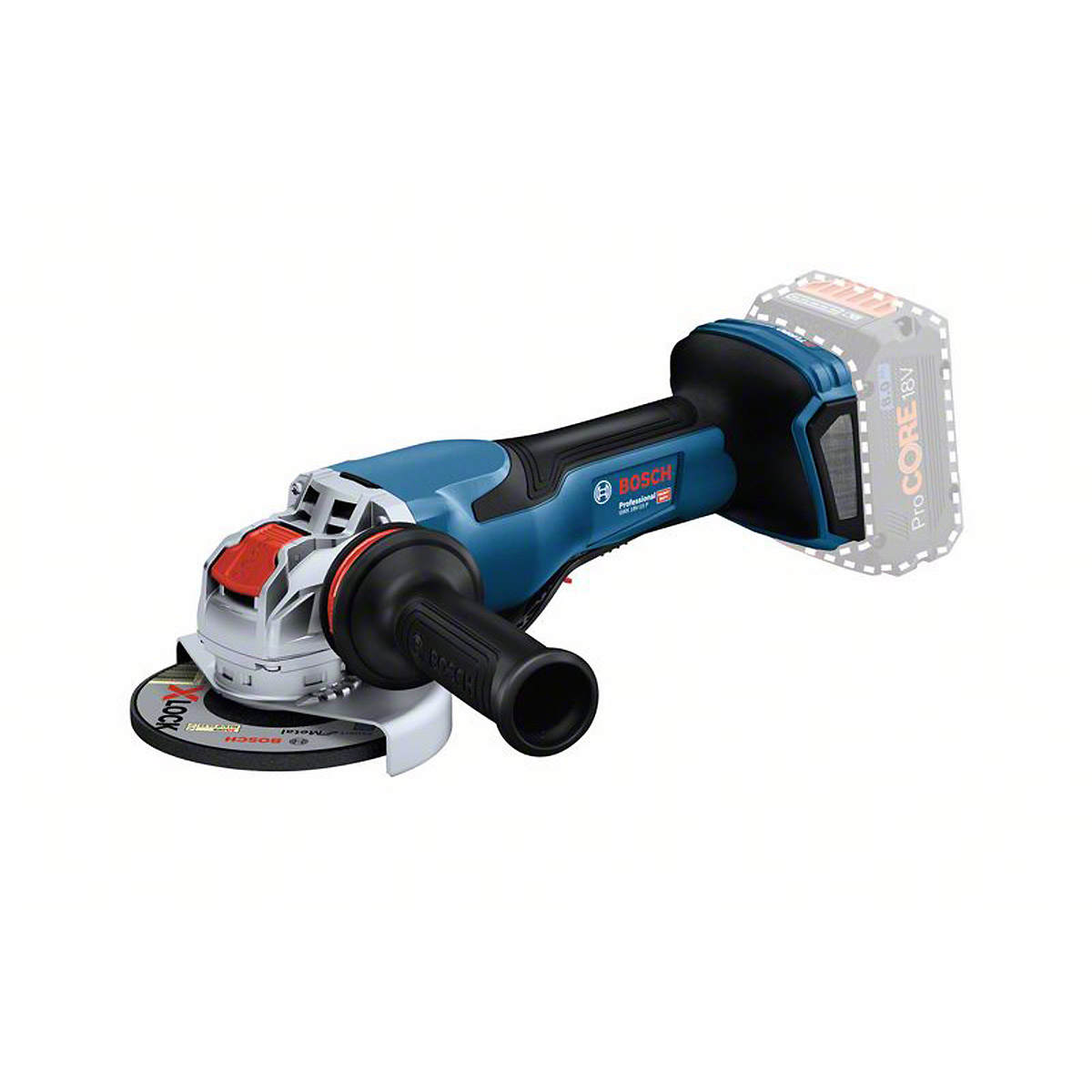 Bosch Akku-Winkelschleifer BITURBO mit X-LOCK GWX 18V-15 P mit Zusatzhandgriff