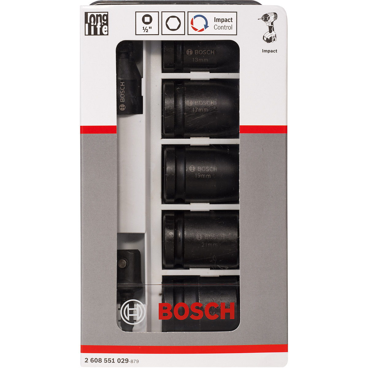 Bosch Steckschlüsseleinsätze-Set, 7-teilig, L 40 mm, SW 13 - SW 24
