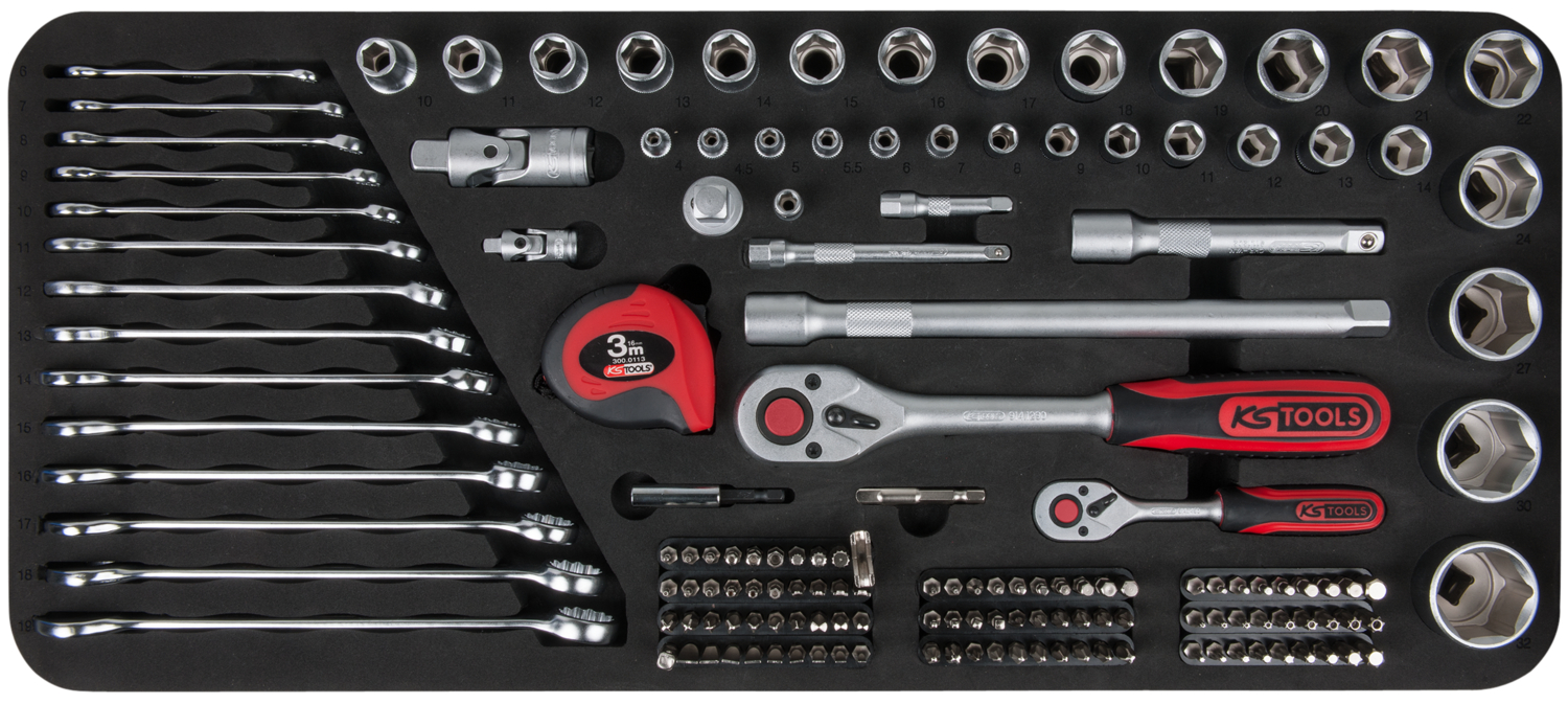 KS Tools TOOLBOX Steckschlüssel- und Ringmaulschlüssel-Satz, 154-tlg