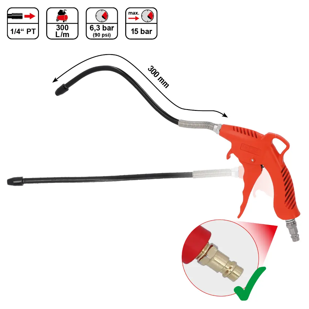 KS TOOLS Druckluft-Ausblaspistole mit flexibler Düse