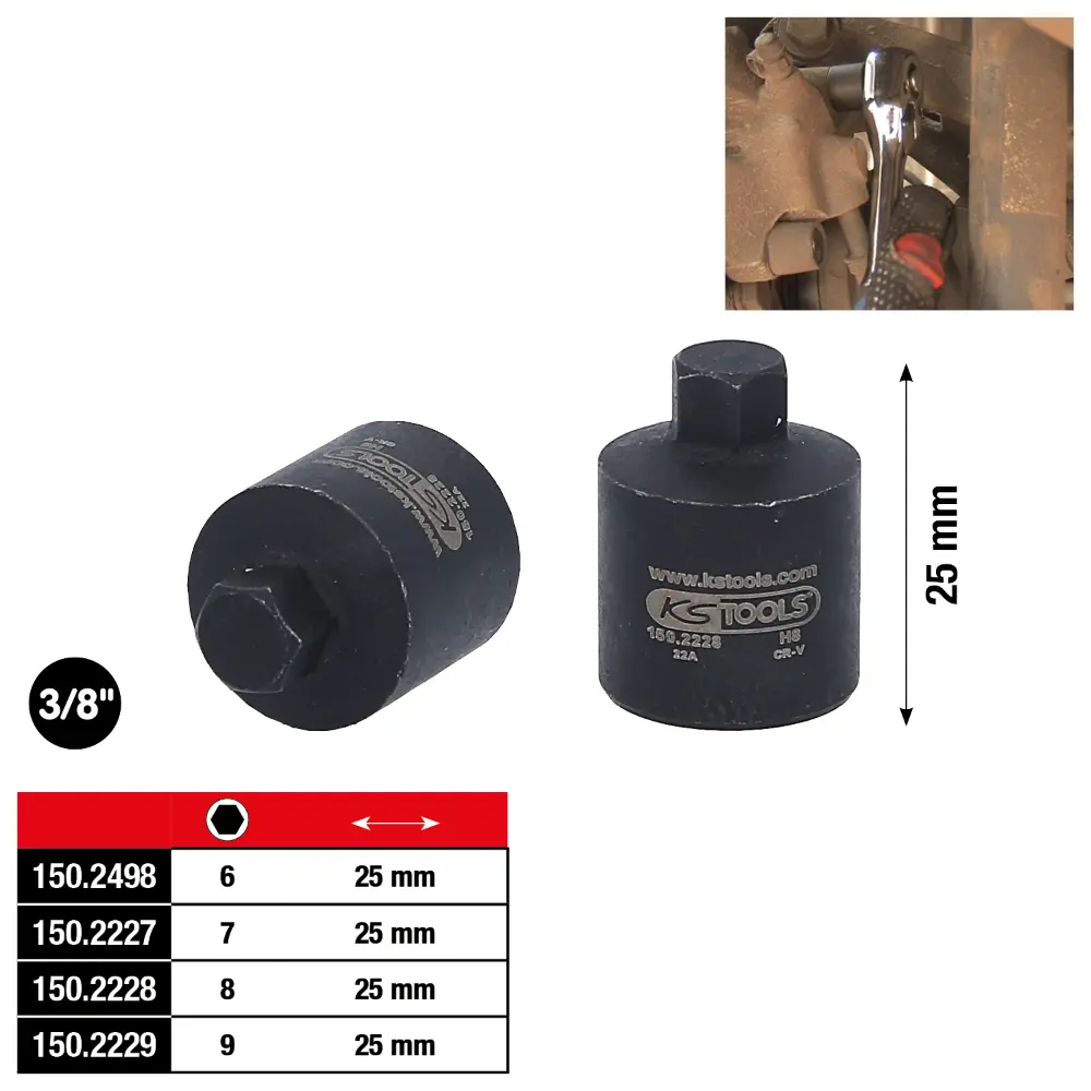 KS TOOLS 3/8" Bremssattel-Stecknuss, 6mm