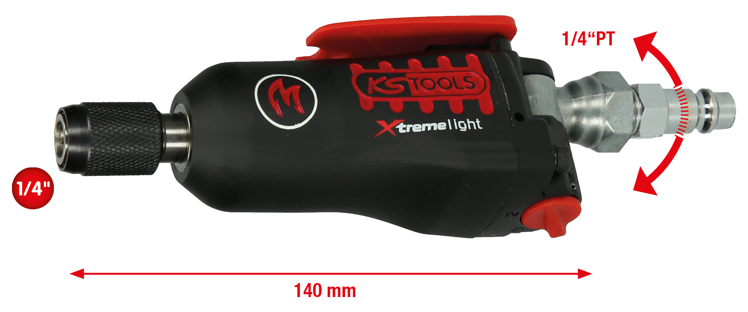 KS Tools 1/4" MONSTER Xtremelight Mini-Bit-Druckluft-Schlagschrauber mit Umschaltwippe, 108Nm