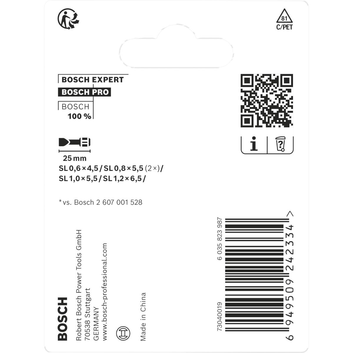 Bosch PRO Slotted Impact Bit,SL4.5,SL5.5(x2),SL5.5,SL6.5,25 mm - 5 teiliges Set
