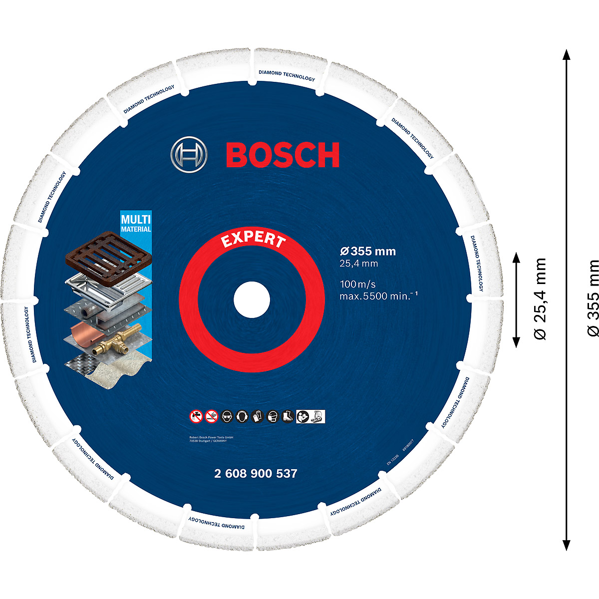 Bosch EXPERT Diamond Metal Wheel Trennscheibe, 355 x 25,4 mm. Für Benzinsägen