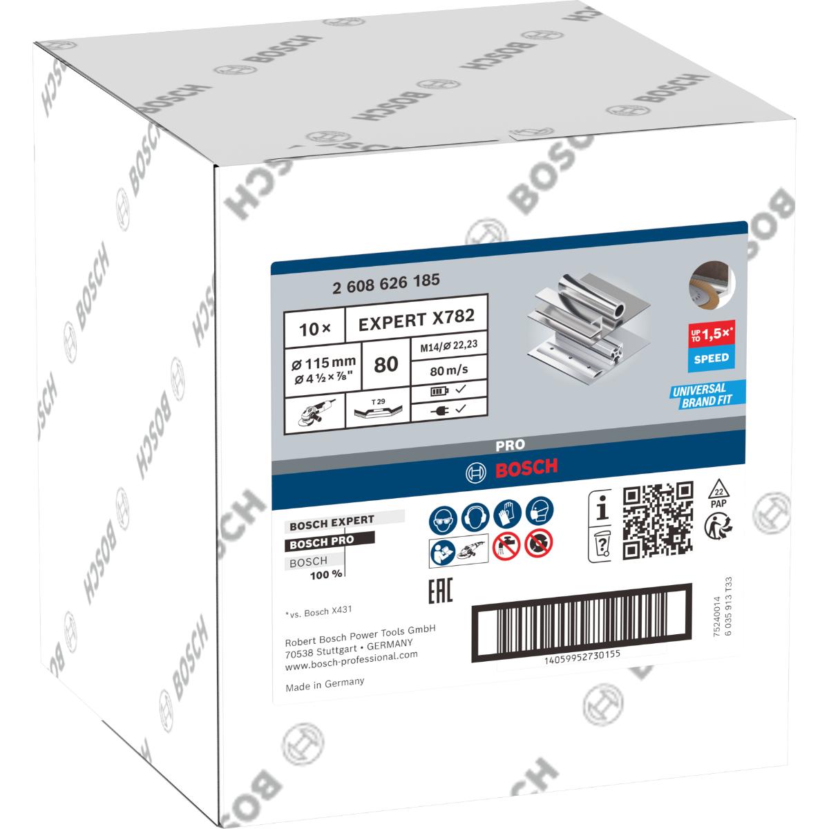 Bosch PRO X571 Fächerschleifscheibe, abgewinkelt, 115 mm, K80