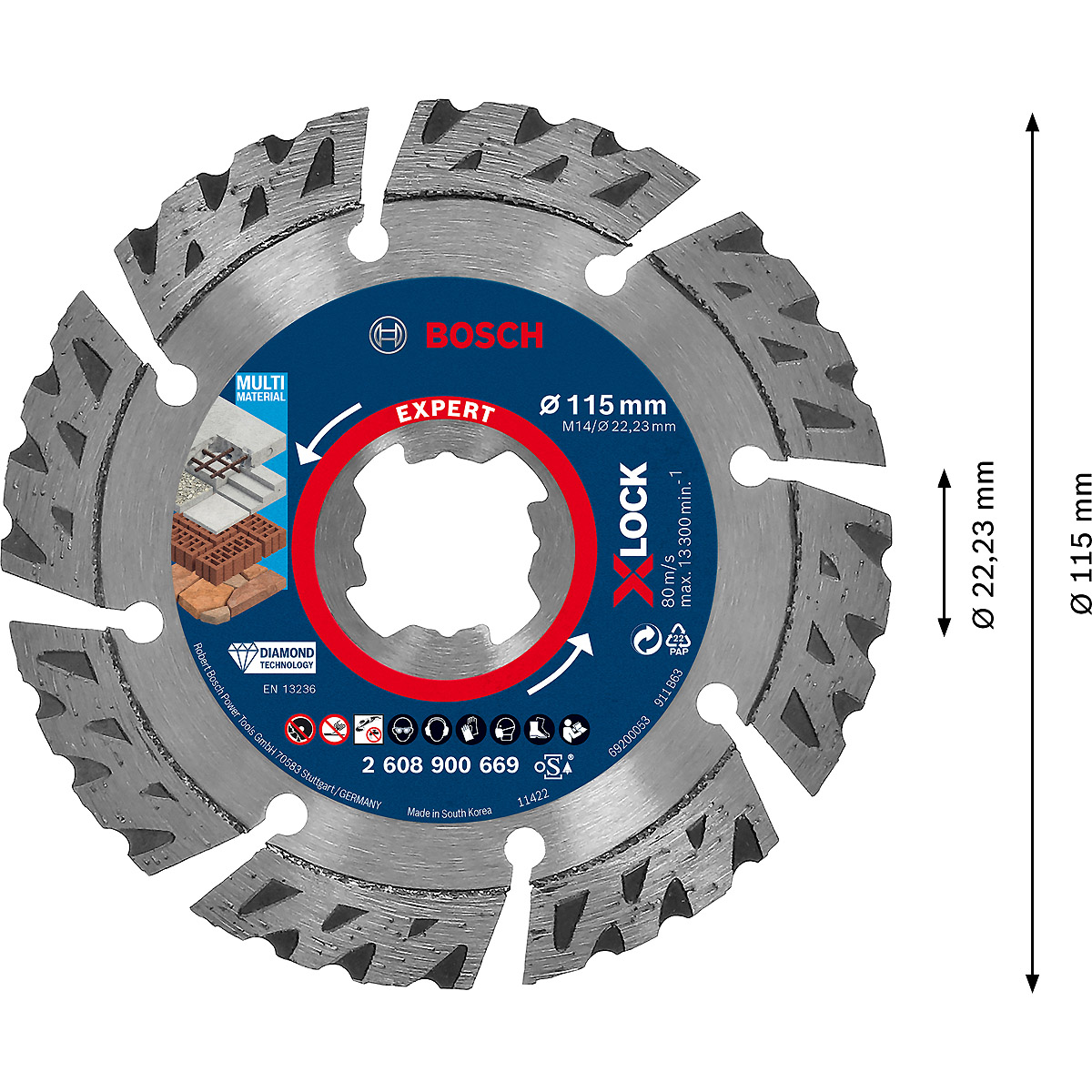 Bosch EXPERT MultiMaterial X-LOCK Diamanttrennscheiben, für kleine Winkelschleifer