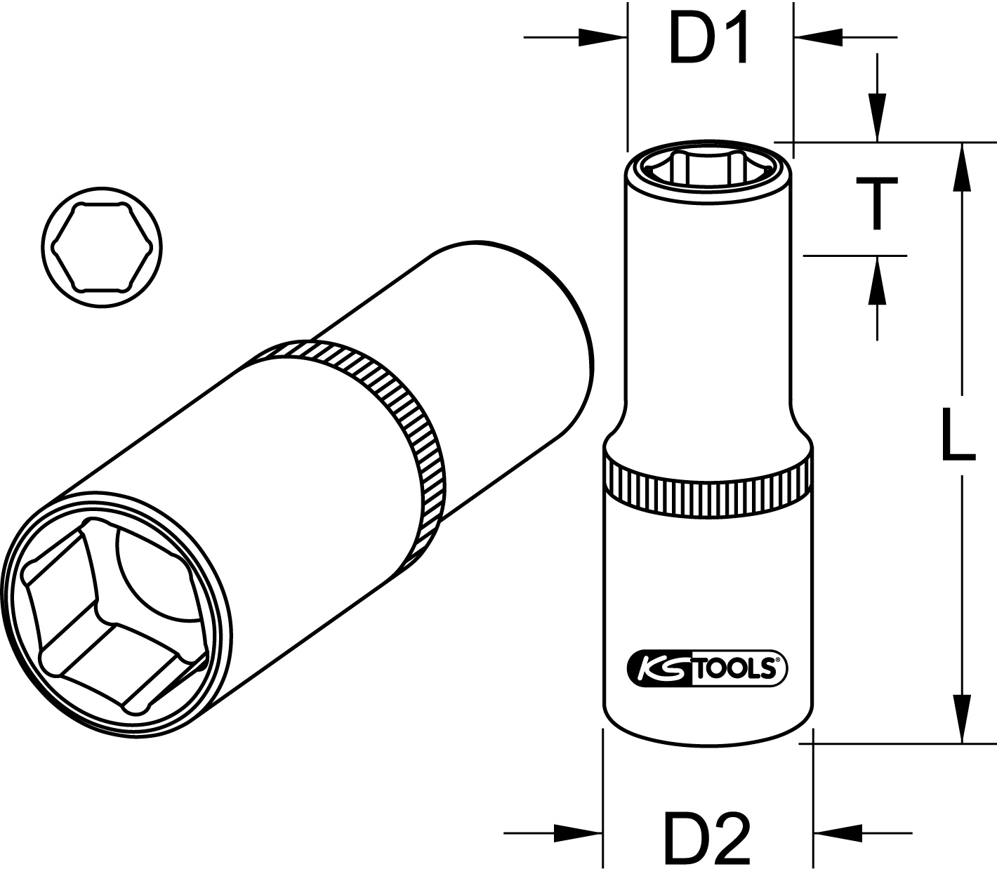 KS Tools 3/4" Sechskant-Stecknuss, lang