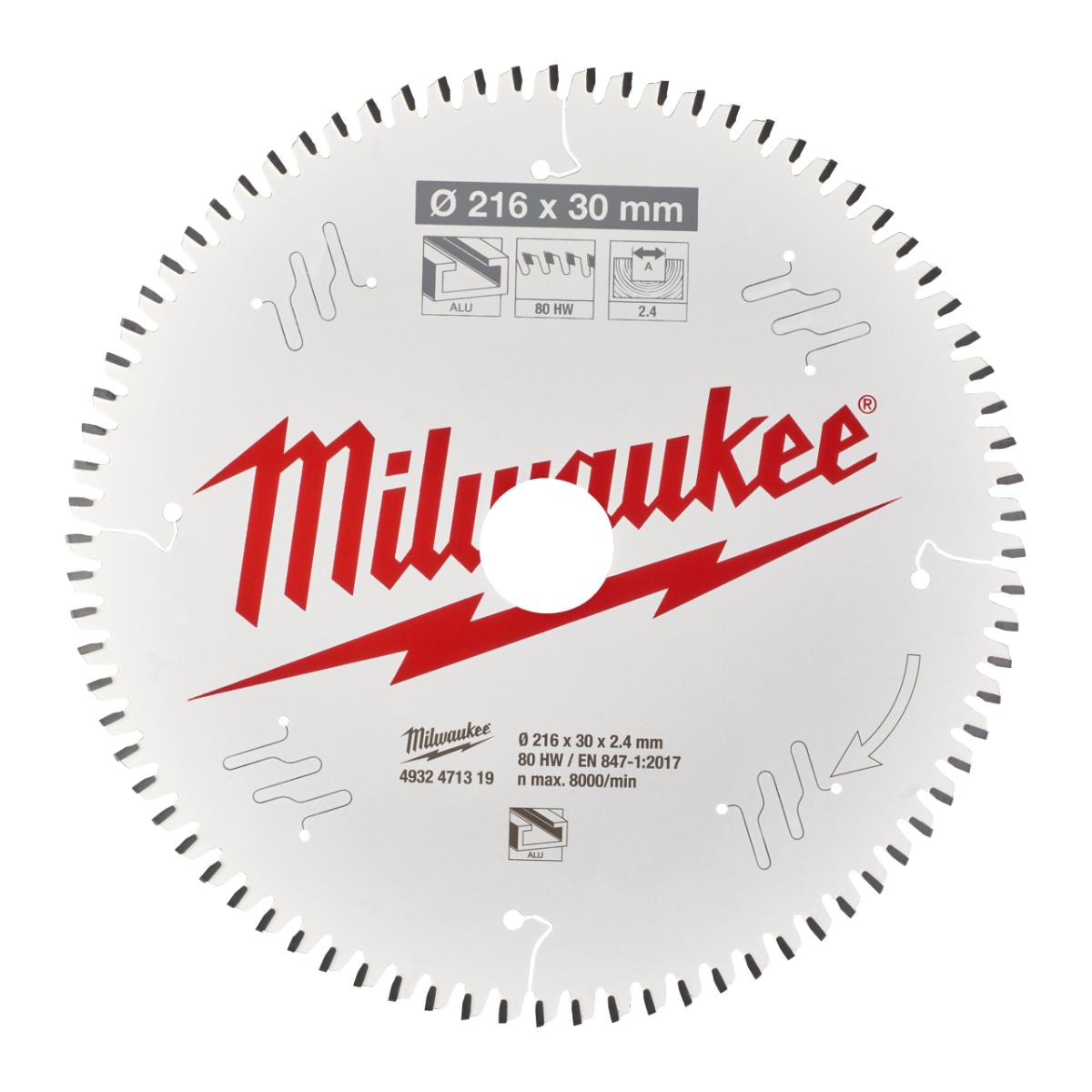 Milwaukee - Kreissägeblatt 216/30 mm 80Z Alu - 4932471319