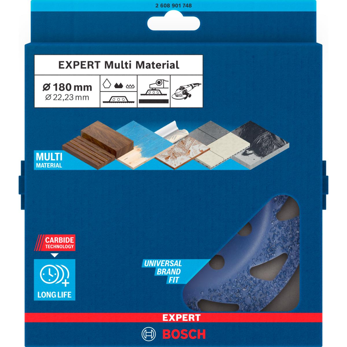 Bosch EXPERT Multi Material Carbide-Topfscheibe mittel 180 mm, 22,23 mm