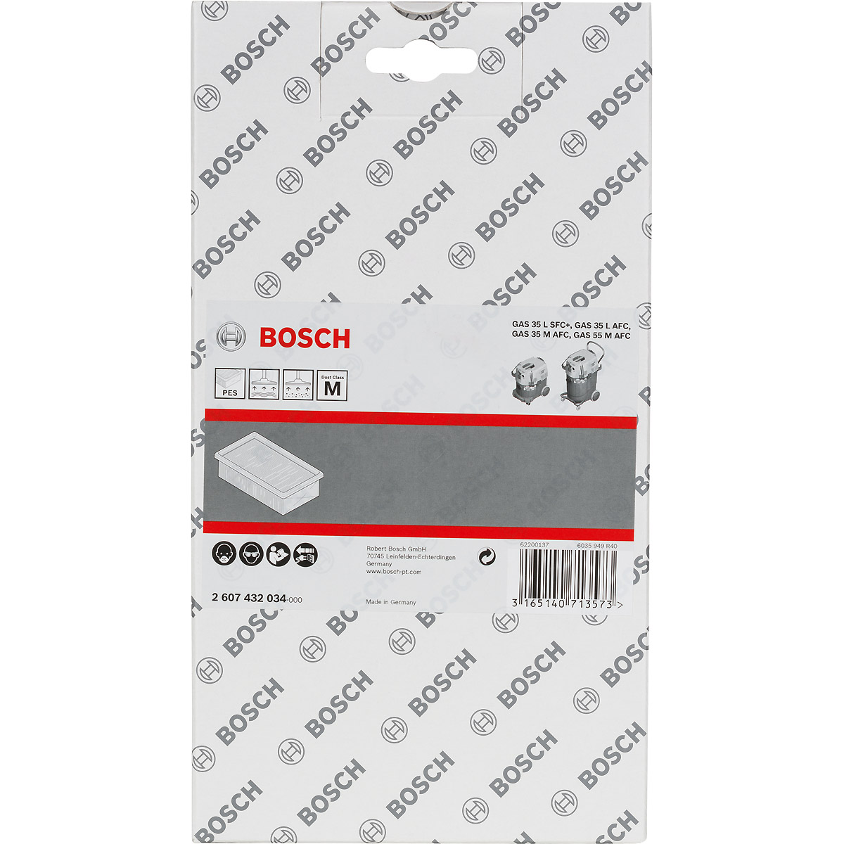Bosch Polyester-Flachfaltenfilter für GAS 35-55