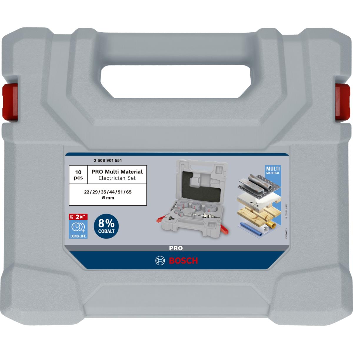 Bosch PRO Multi Material Lochsäge Q-Lock Aufsteckhalter ø 22,29,35,44,51,65 - 10 teiliges Set