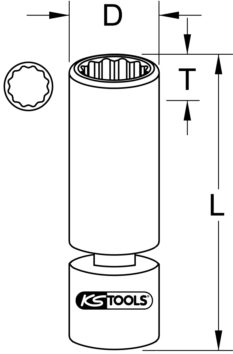 KS Tools 3/8" Spezial-Zündkerzen-Stecknuss für BMW mit Gelenk, 14mm