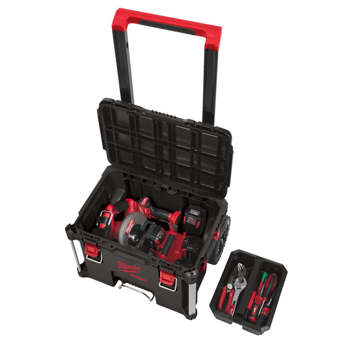 Milwaukee PACKOUT Promo-Set 3-teilig mit Trolley Koffer, Transportbox & Organiser Slim
