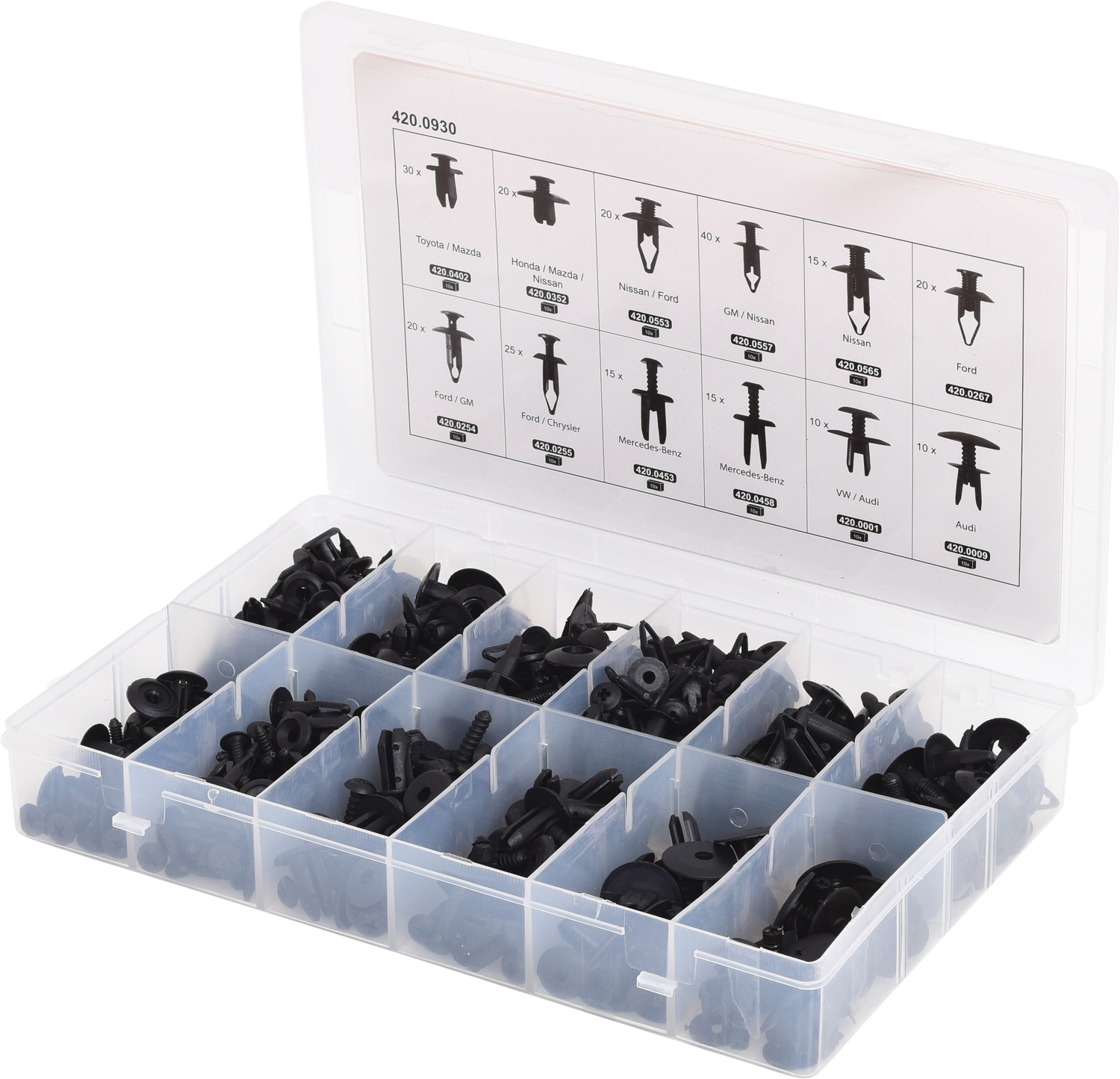 KS Tools Befestigungs-Clip-Satz - Einschraubnieten, 240-tlg