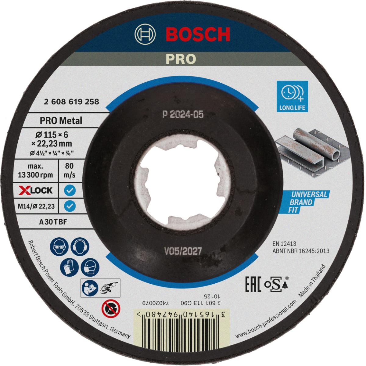 Bosch PRO Schruppscheibe X-LOCK, gekröpft Expert for Metal A 30 T BF, 115 x 22,23 x 6 mm