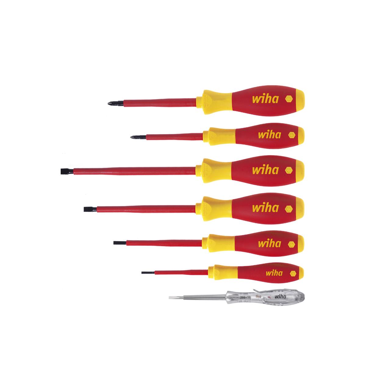 Wiha Schraubendreher Set SoftFinish electric Schlitz, Phillips 7-teiliges Set