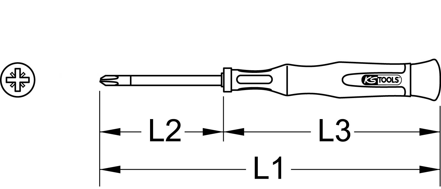 KS Tools Feinmechanik-Schraubendreher, PZ0x3mm