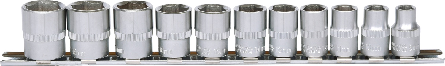 KS Tools 3/8" Sechskant-Stecknuss-Satz, 11-tlg 8-19mm