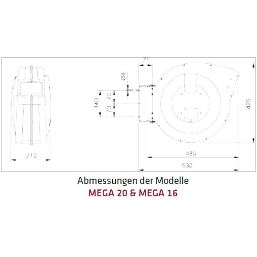 ELMAG Automatischer Schlauchaufroller, Serie ROLL AIR, geschlossene Bauweise