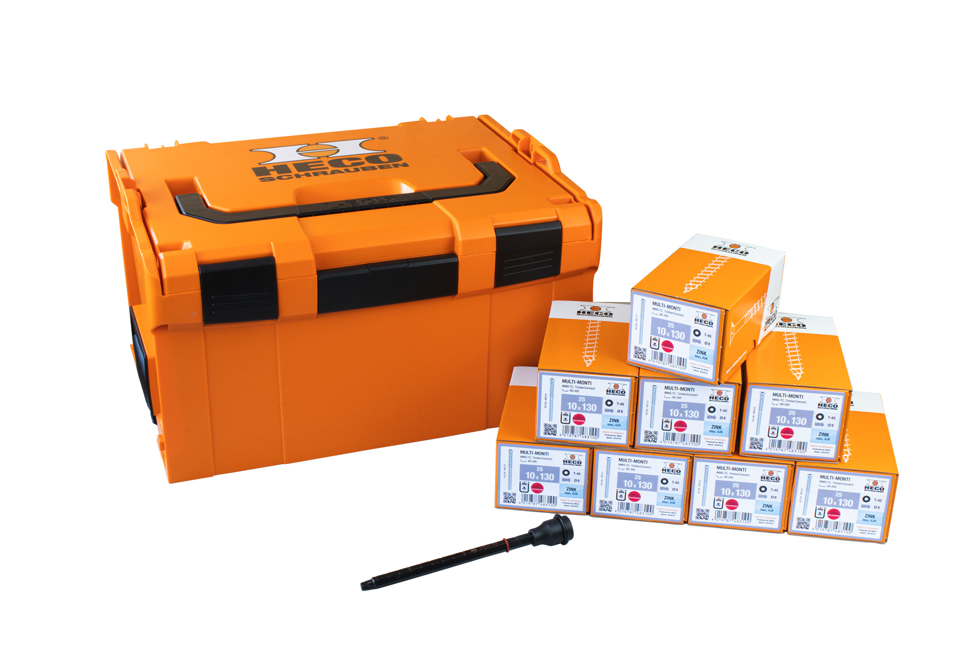 HECO L-BOXX 238 MMS-TC 10x130, 200 Stück, inkl. Setzwerkzeug