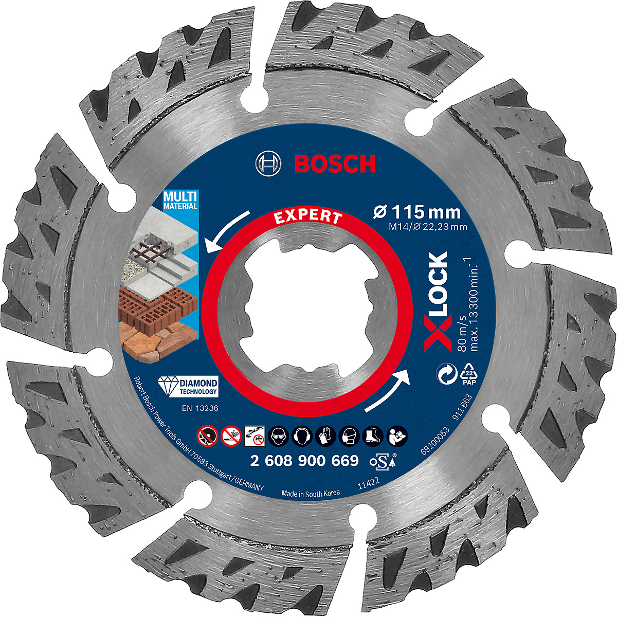 Bosch EXPERT MultiMaterial X-LOCK Diamanttrennscheiben, für kleine Winkelschleifer