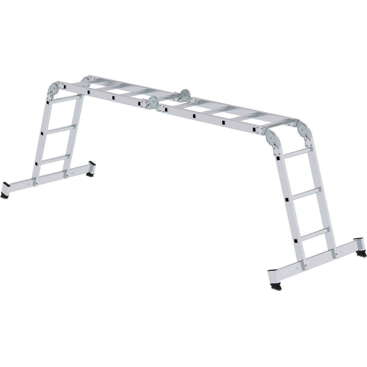 Munk Vielzweckleiter 4-teilig mit nivello®-Traverse und Holzbelag