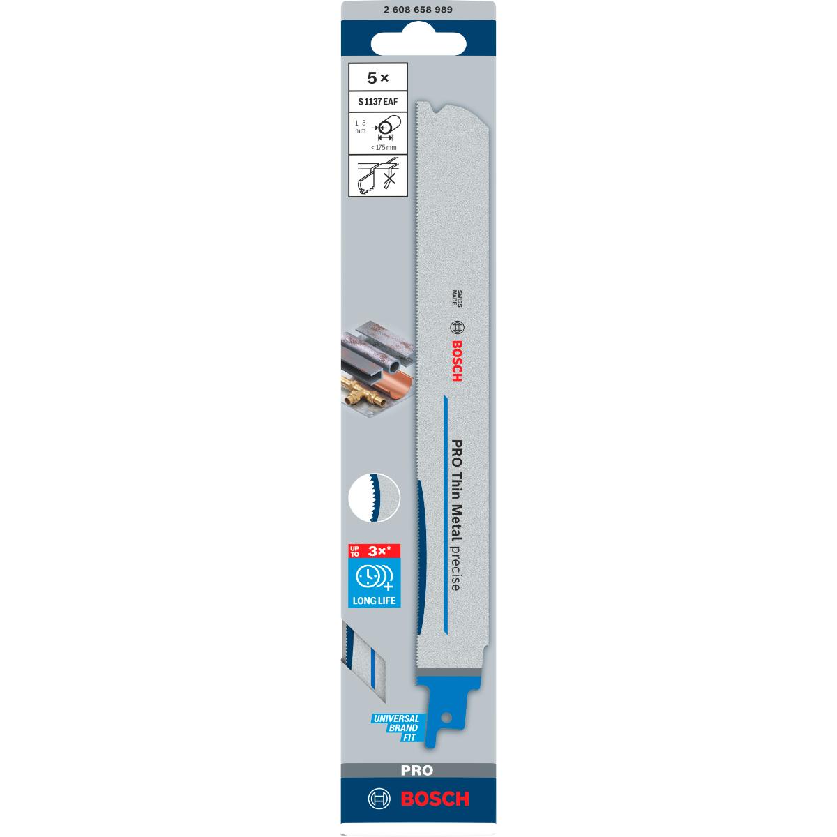 Bosch PRO Thin Metal precise S1137EAF Blatt,1,1 x 25 x 225 mm - 5 Stück