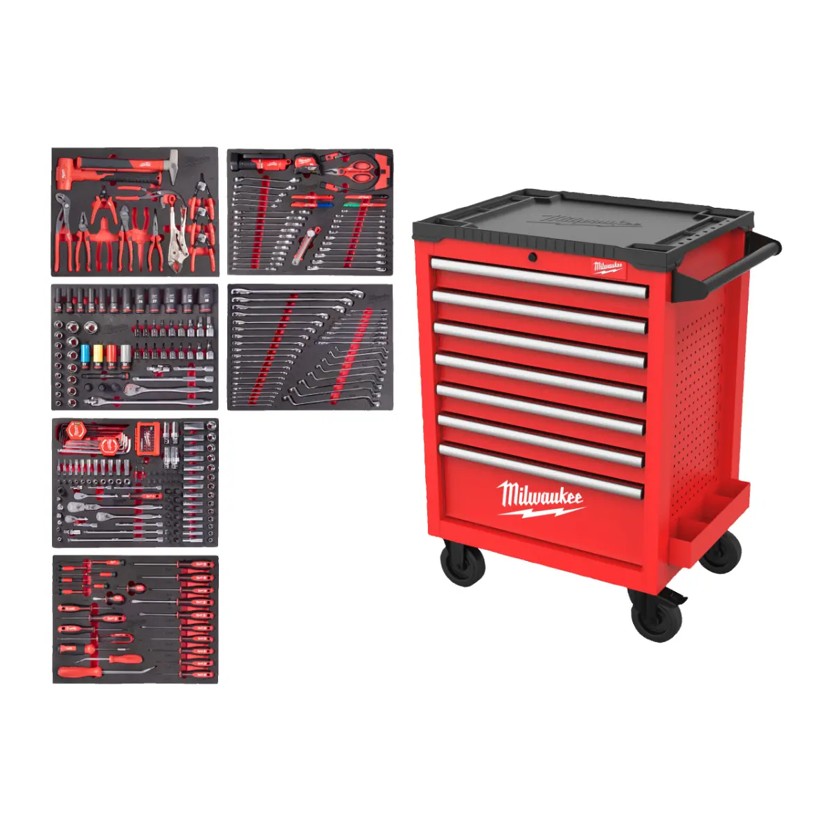 Milwaukee 27" / 69 cm TOOLGUARD Werkstattwagen mit Werkzeugbestückung 337-teilig, rot