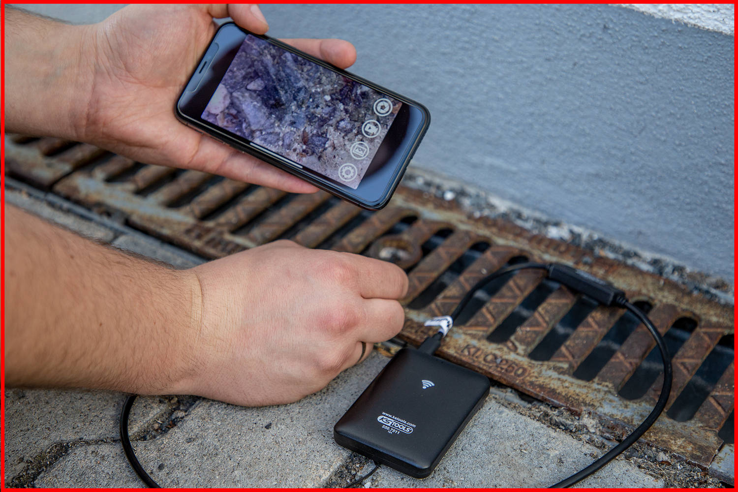 KS Tools Wi-Fi-Videoskop-Satz mit Ø 3,9 mm 0° HD Frontkamera-Sonde, 7-tlg