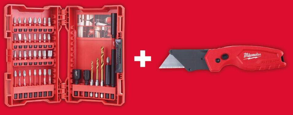 Milwaukee SHOCKWAVE Bit-Satz 40-tlg inkl. Cuttermesser