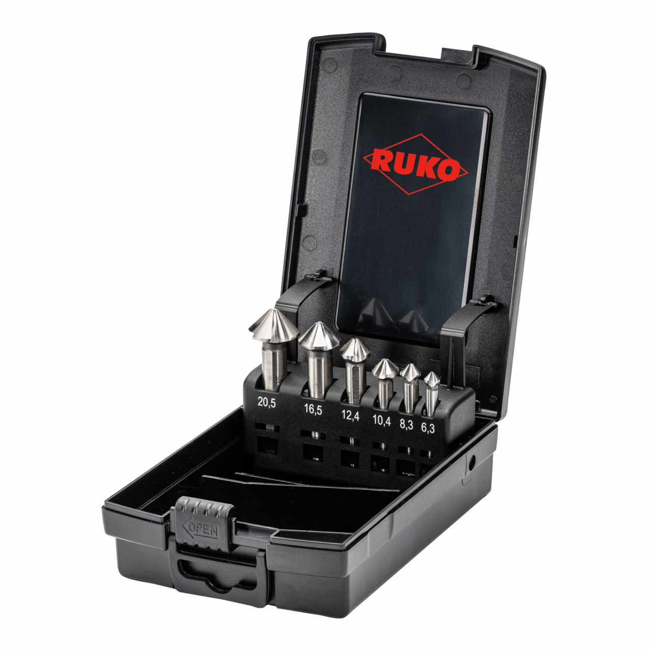 RUKO ULTIMATECUT Kegelsenker 4S BOOST, HSS-Co 5, ähnlich DIN 335, 90°, 3-Flächenschaft - 6-tlg.