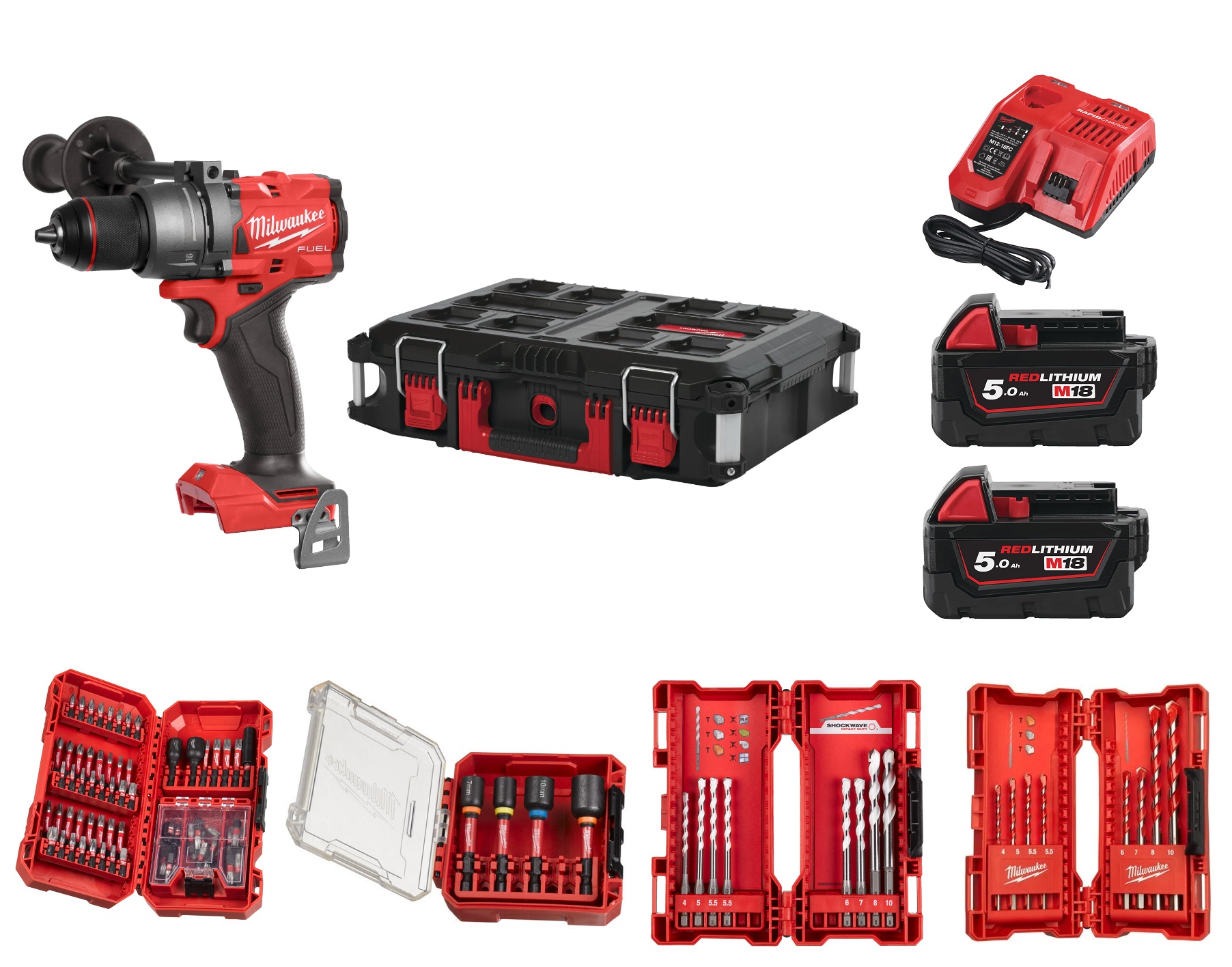 Milwaukee FUEL Akku-Schlagbohrschrauber M18FPD3100P-502P Aktions-Set 100 Jahre Milwaukee