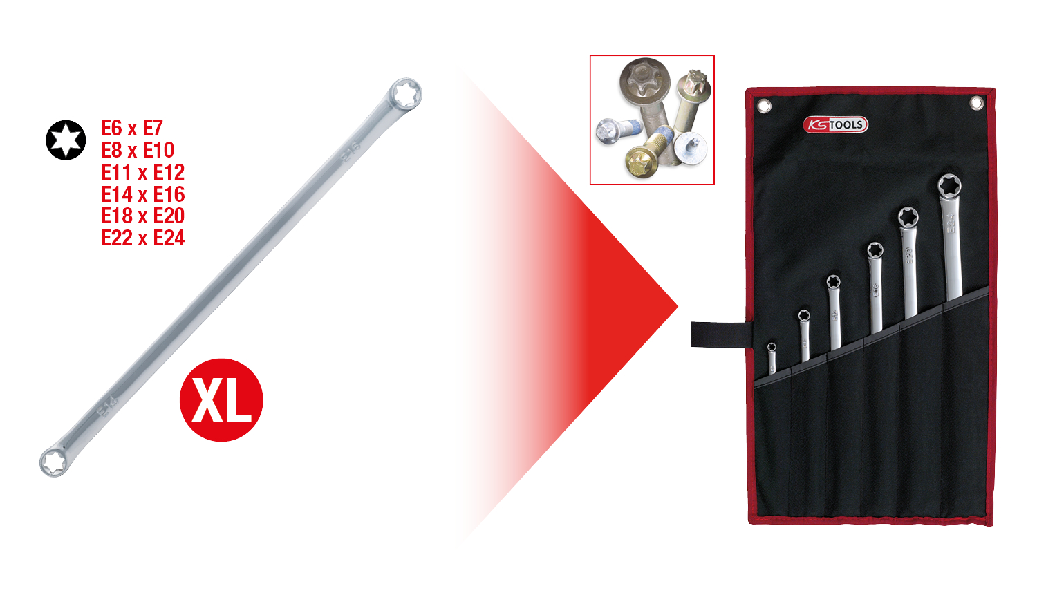 KS Tools CHROMEplus Torx-E-Doppel-Ringschlüssel, 6-tlgXL