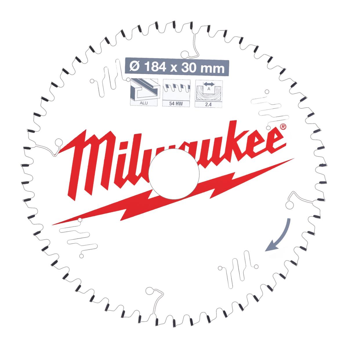 Milwaukee - Kreissägeblatt 184/30 mm 54Z Holz/Alu - 4932471299