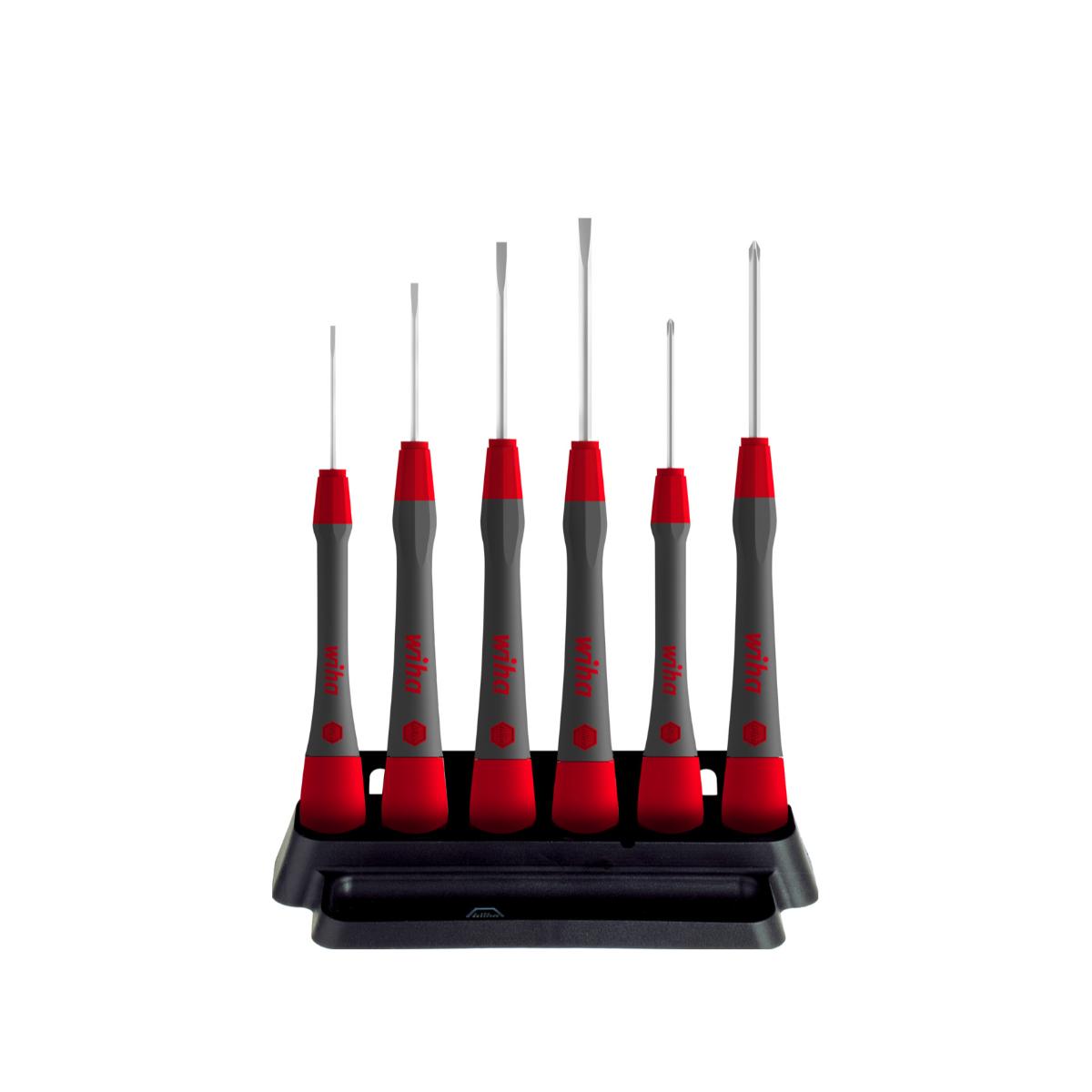 Wiha Feinschraubendreher Set PicoFinish Schlitz, Phillips 7-teiliges Set mit Halter