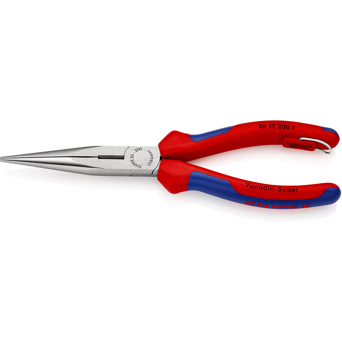 KNIPEX Flachrundzgange mit Schneide/Befestigungsöse atramentiert (Storchschnabelzange)
