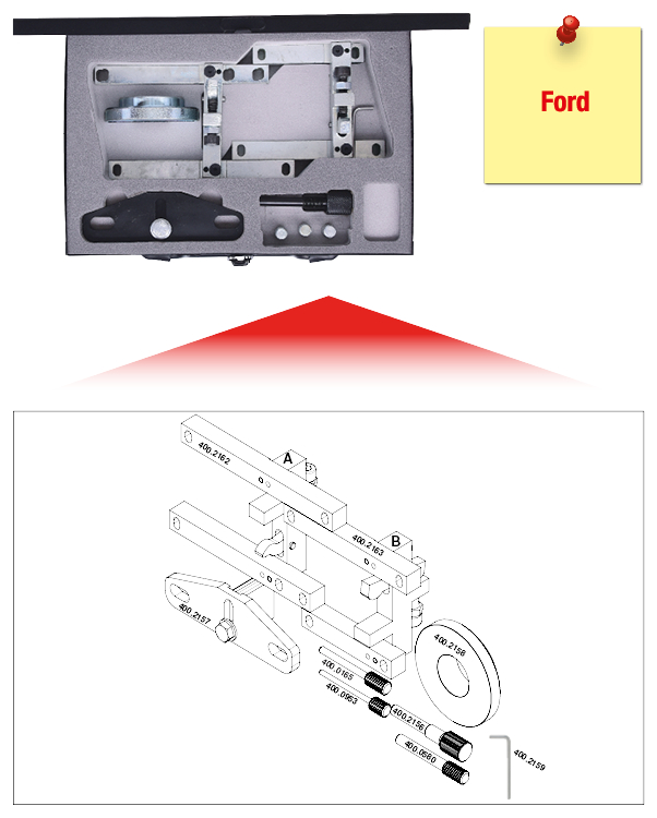 KS Tools Motoreinstell-Werkzeug-Satz für Ford, 9-tlg