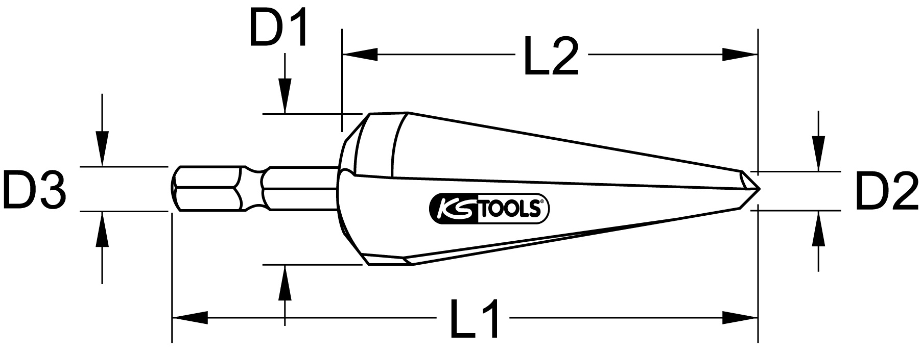 KS Tools HSS Blechschälbohrer-Bit, Ø 5-22mm