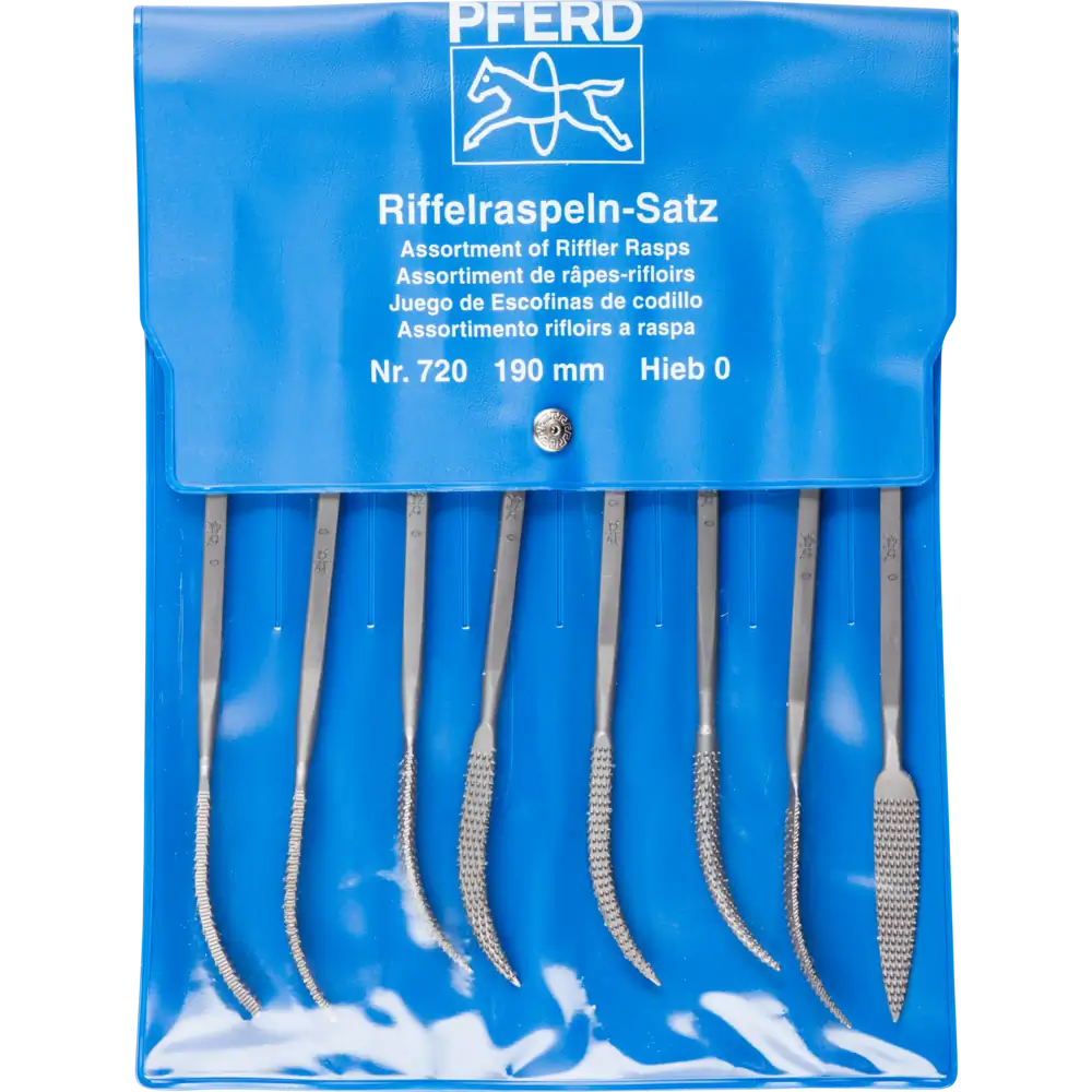 PFERD TOOLS Präzisions-Riffelfeilen-Set Typ 720 P 190mm Schweizer Hieb 0, grob