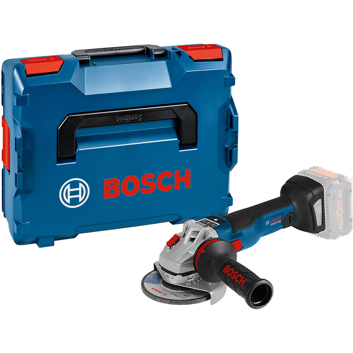 Bosch Akku-Winkelschleifer GWS 18V-10 SC, Solo Version, GCY 30-4, L-BOXX